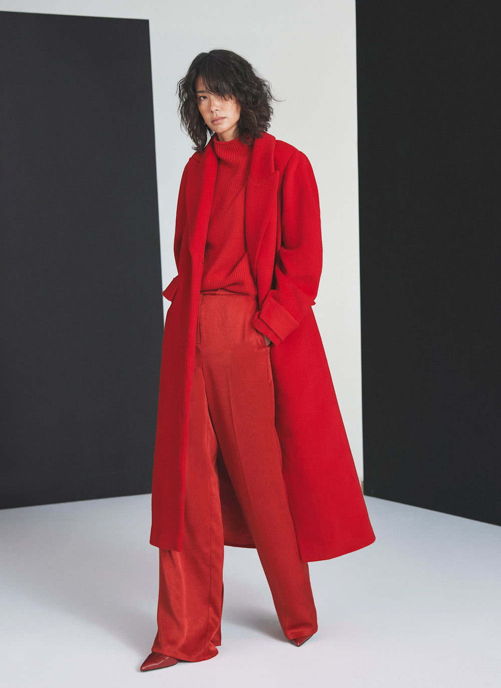 Red Wool Blend Maxi Coat