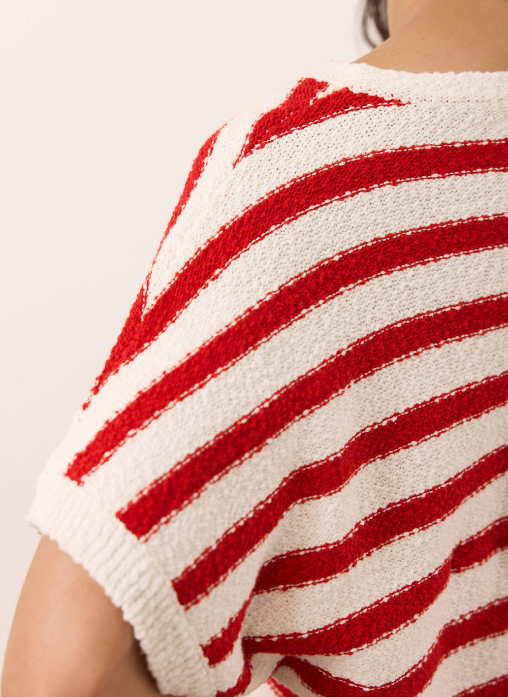 Red Striped Textured Knit Top
