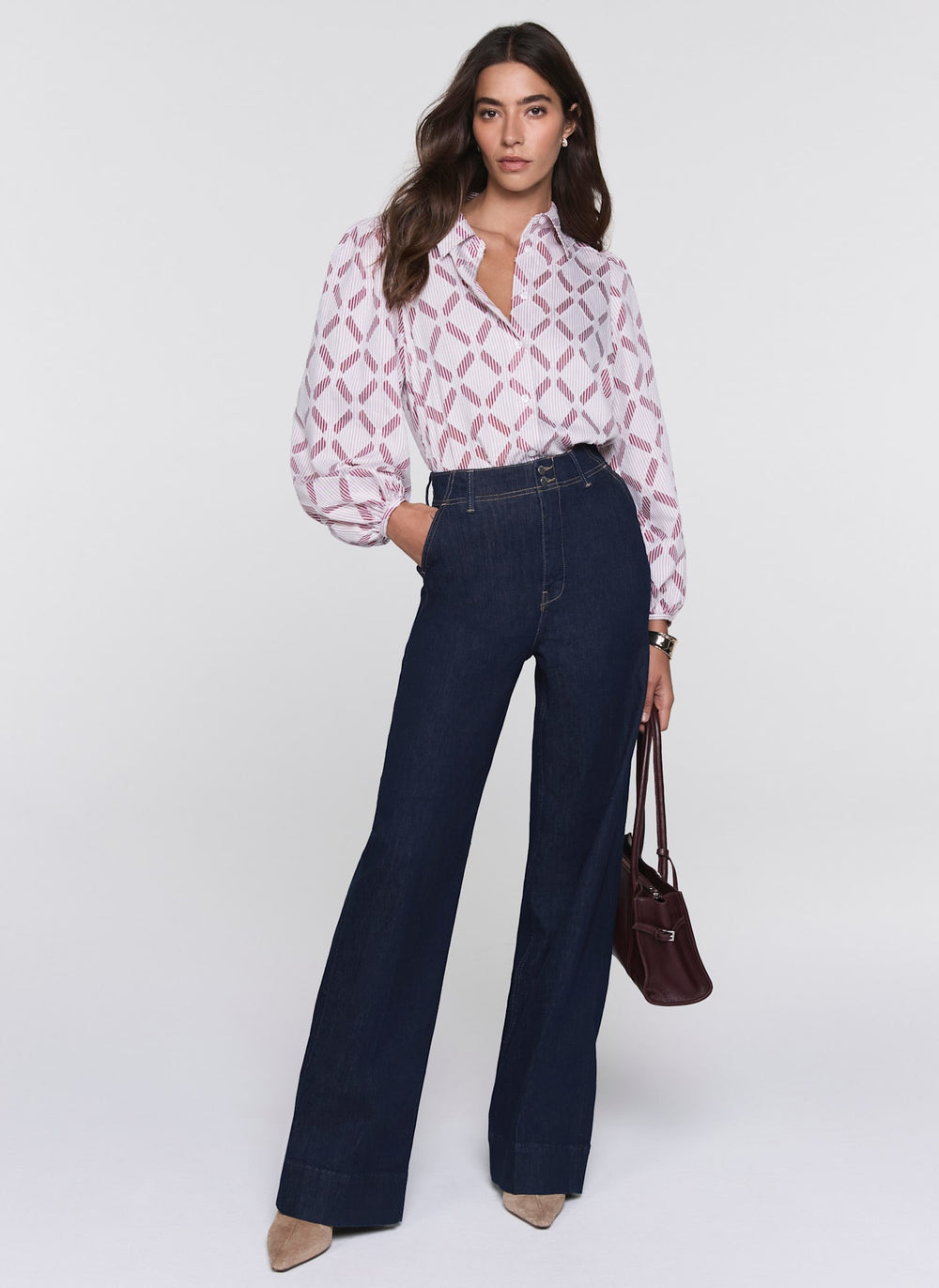 Red Diamond Striped Jacquard Shirt