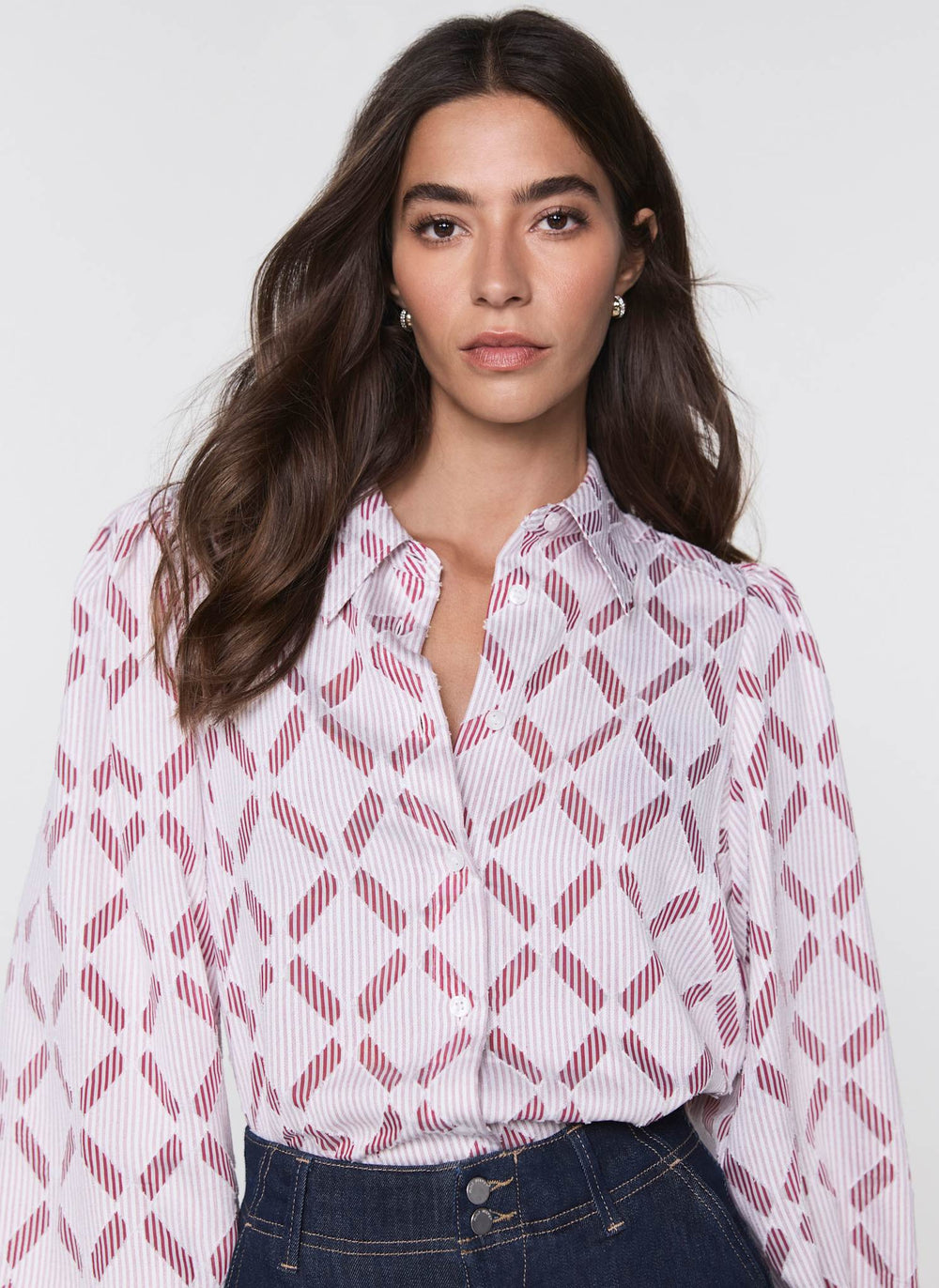 Red Diamond Striped Jacquard Shirt