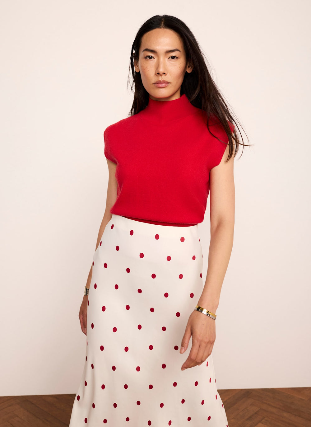 Red Wool Blend Knit Top