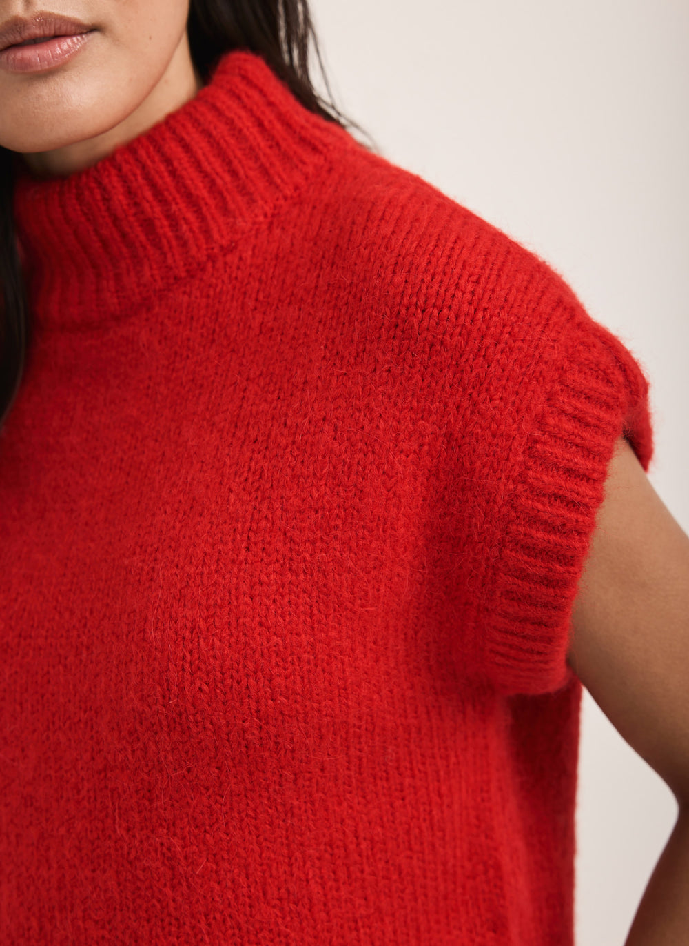 Red Fluff Stand Neck Tee