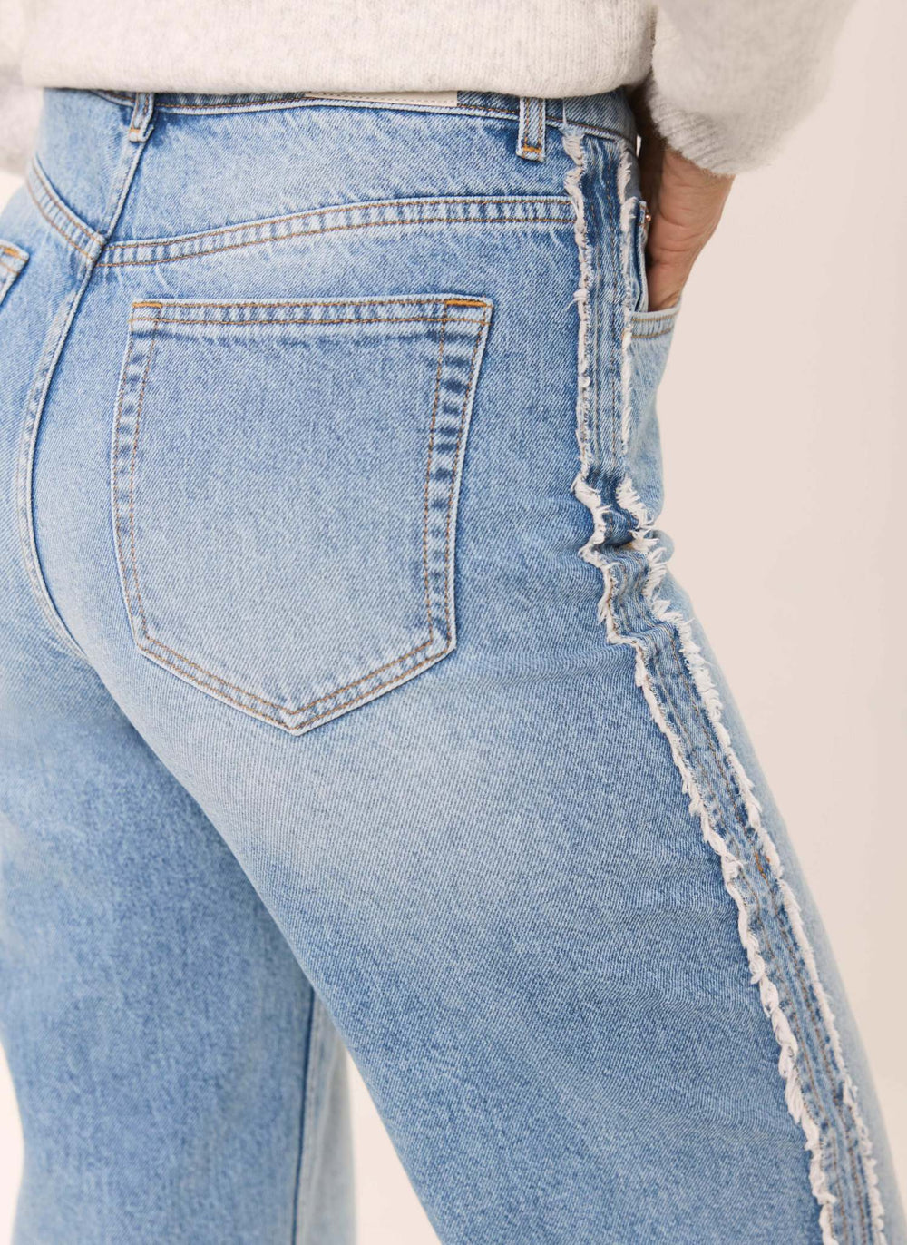 Light Indigo Wash Side Trim Boyfriend Jeans