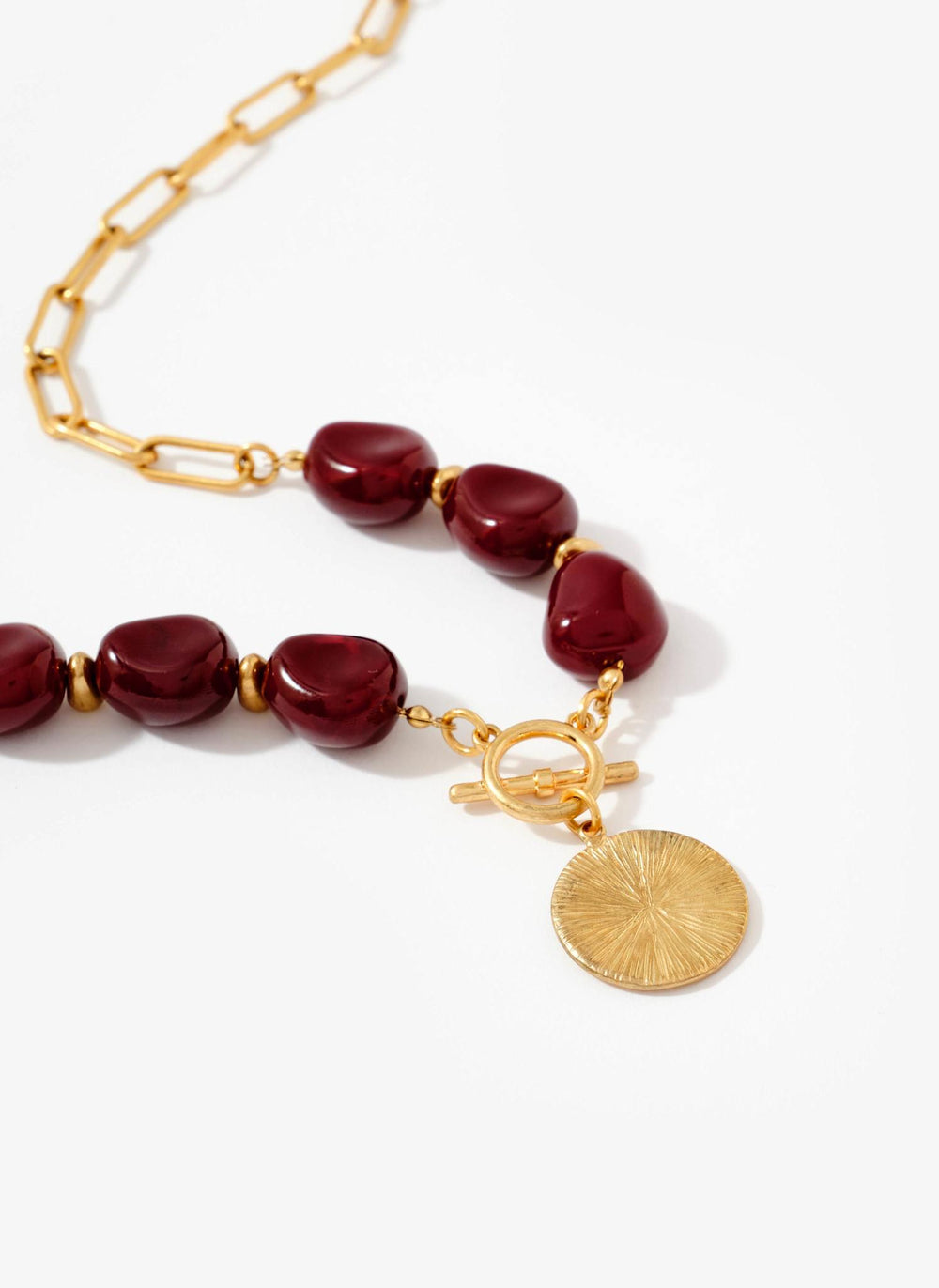 Gold Tone Beaded Coin Necklace