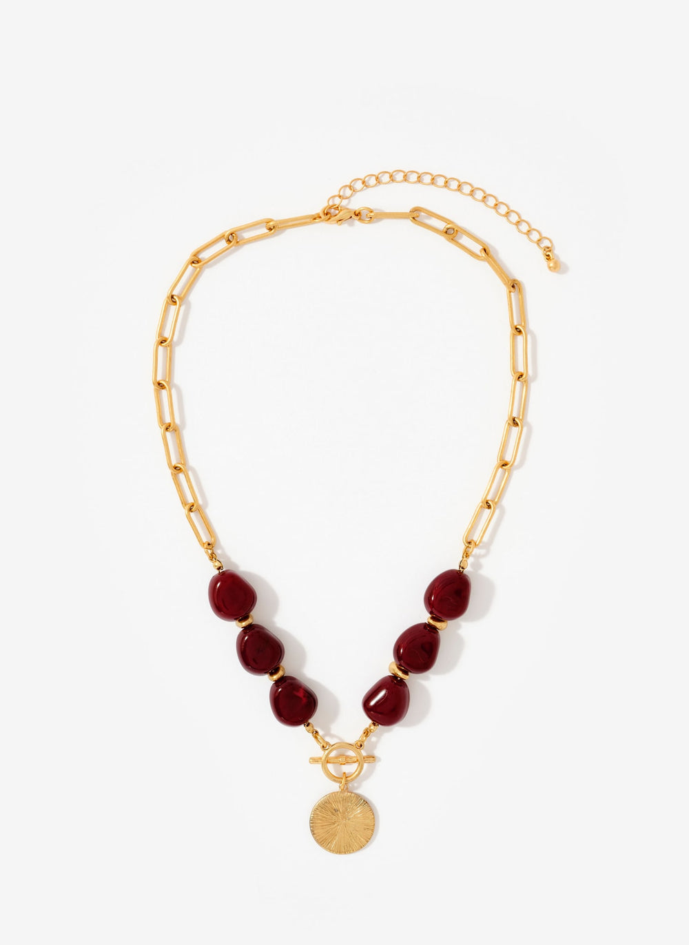 Gold Tone Beaded Coin Necklace