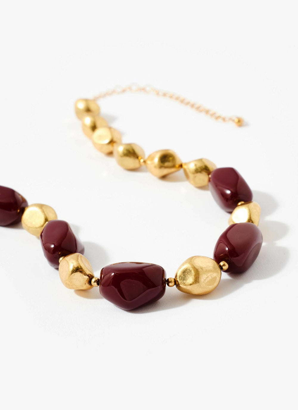 Gold Tone Resin Chunky Beaded Necklace