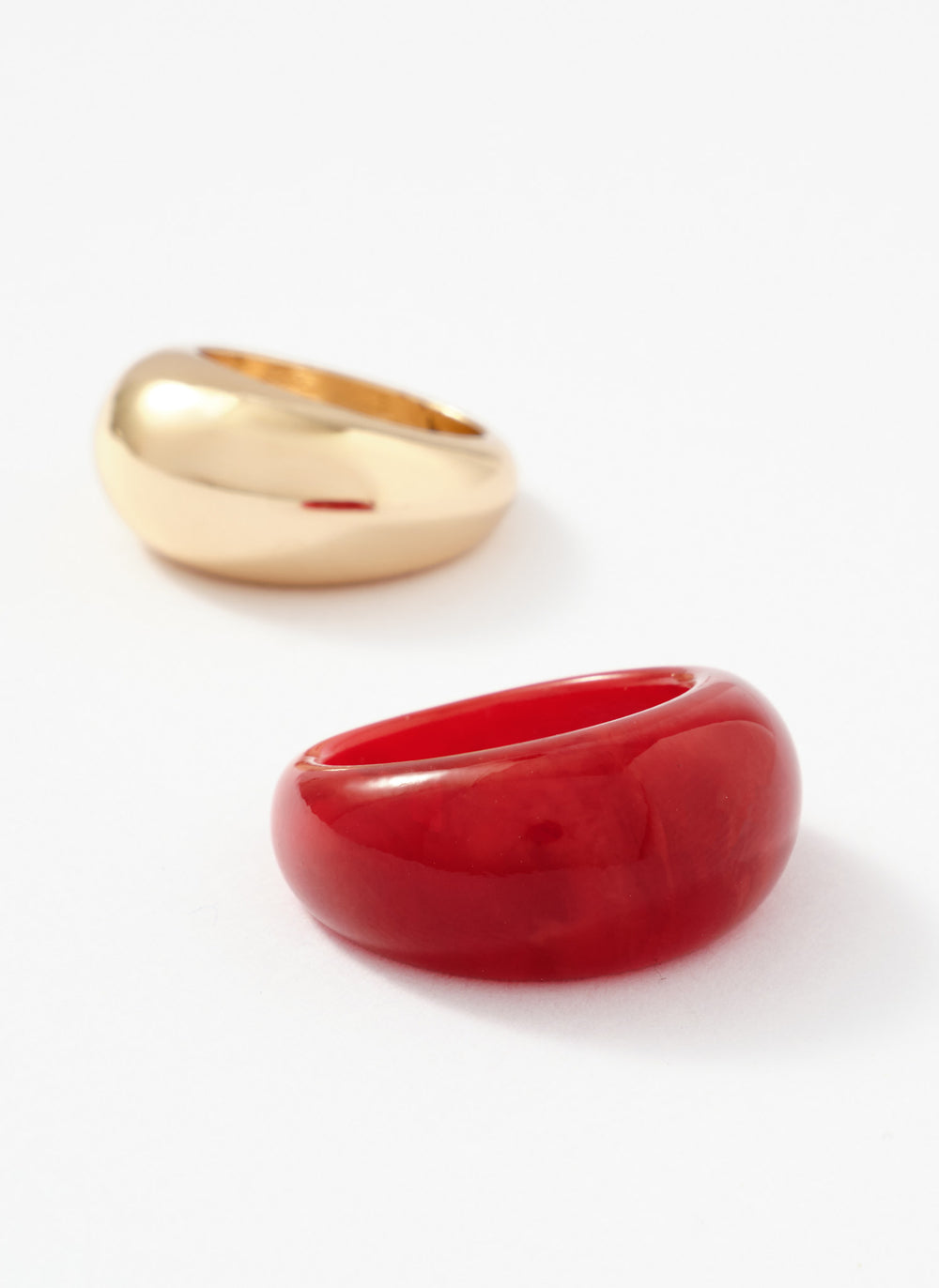 Resin & Gold Tone Ring Duo