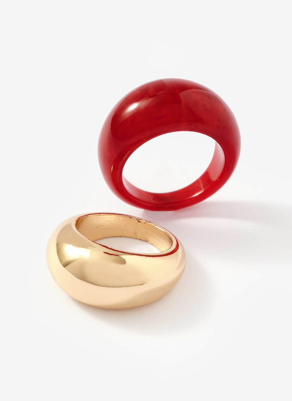Resin & Gold Tone Ring Duo