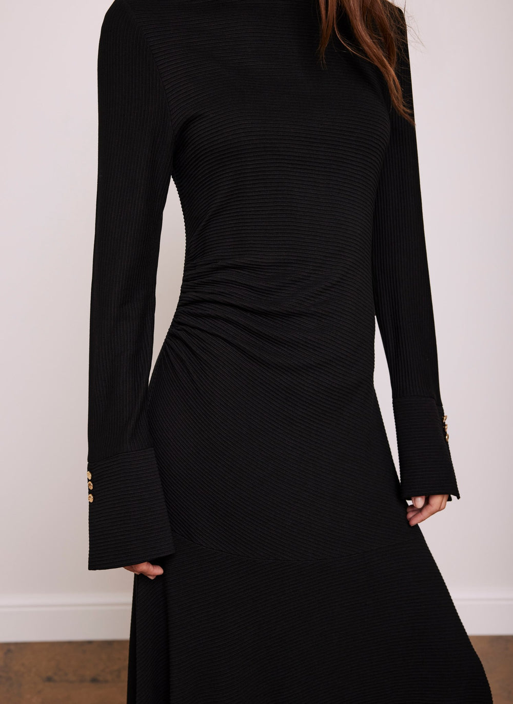 Black Ribbed Jersey Maxi Dress