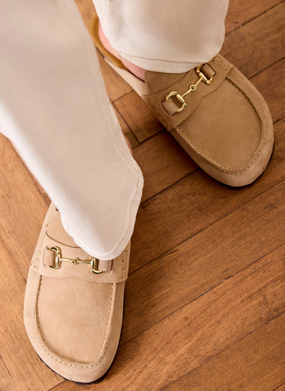 Roma Neutral Suede Backless Clogs