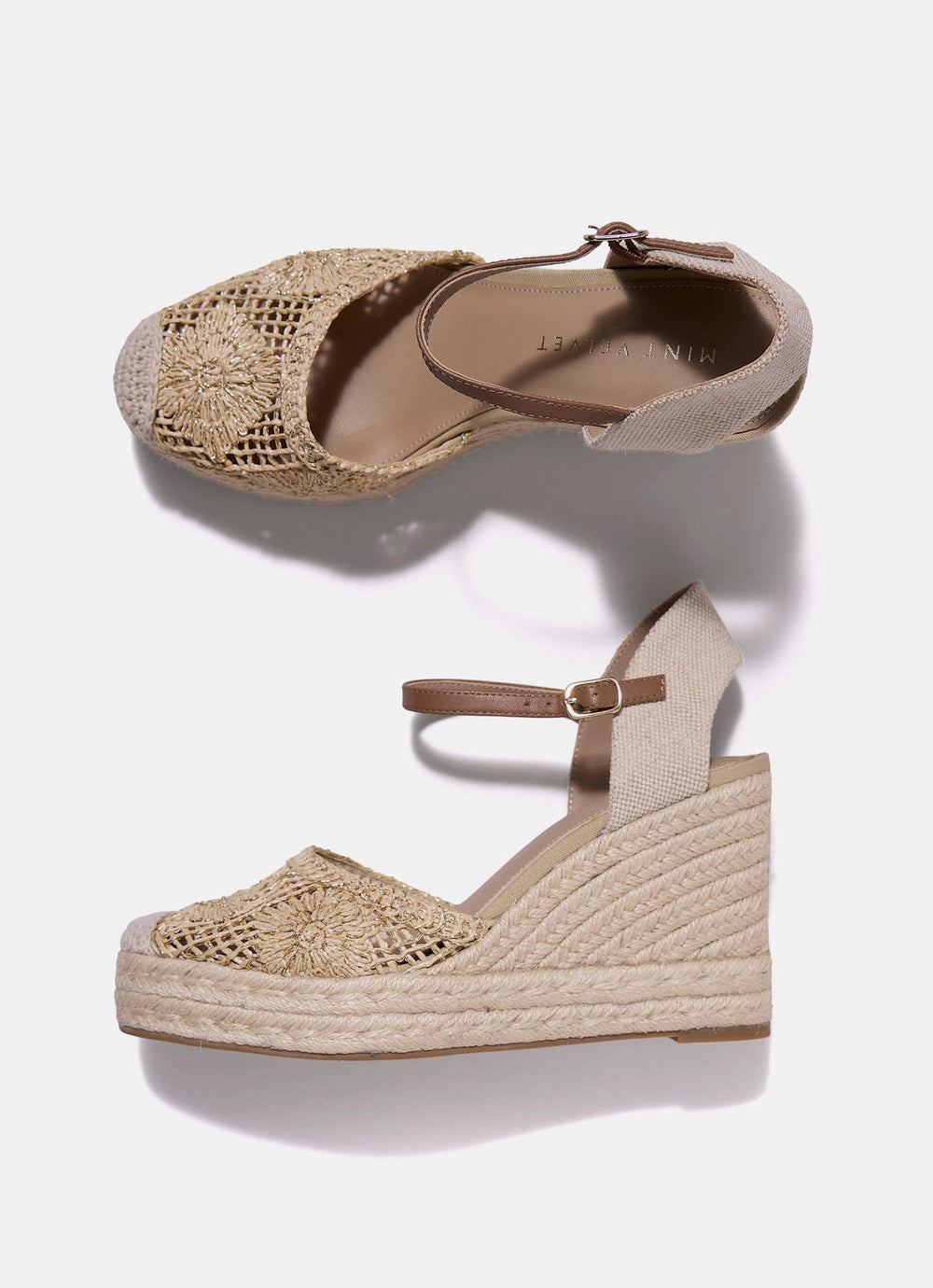 Roxy Gold Espadrille Wedge Sandals
