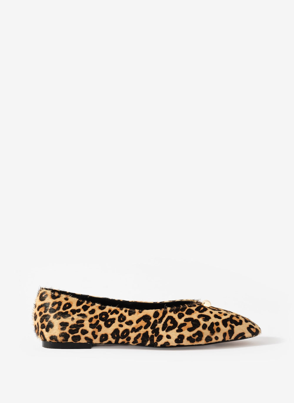 Ruby Leopard Print Textured Leather Ballet Flats