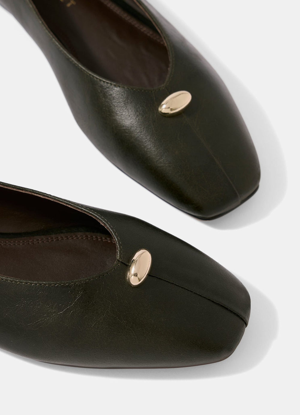 Ruby Olive Green Leather Ballet Flats