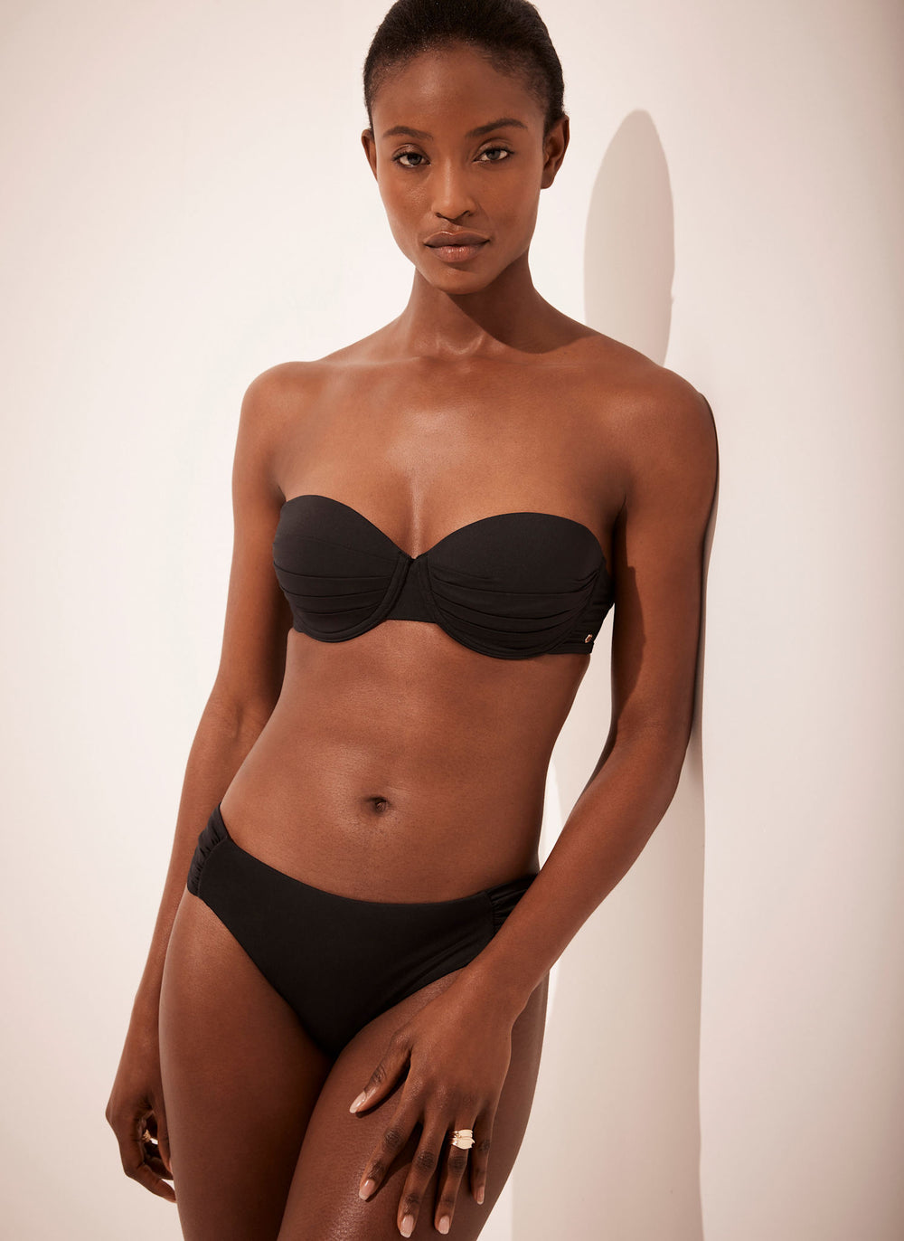 Black Ruched Bikini Bottoms