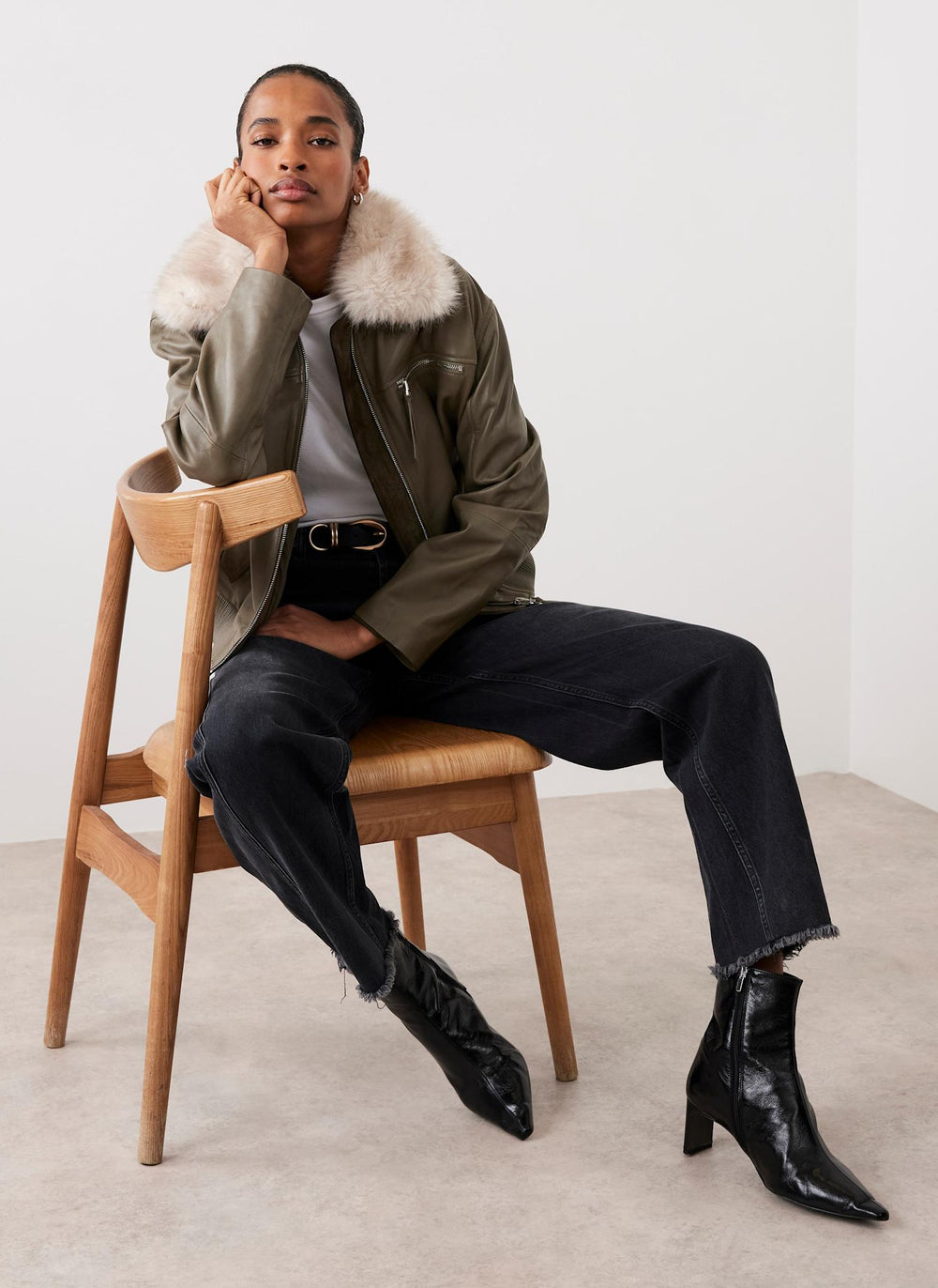 Green Leather Bomber Jacket