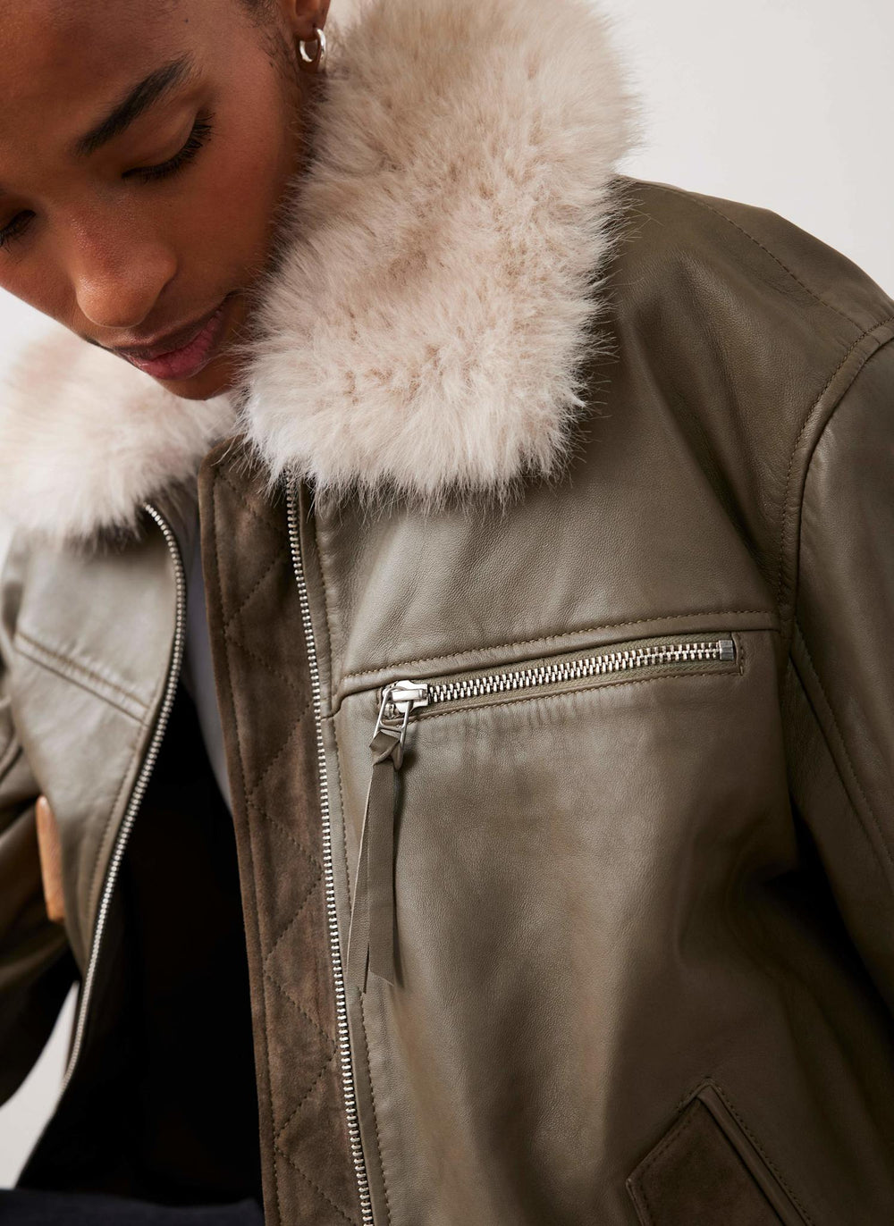Green Leather Bomber Jacket