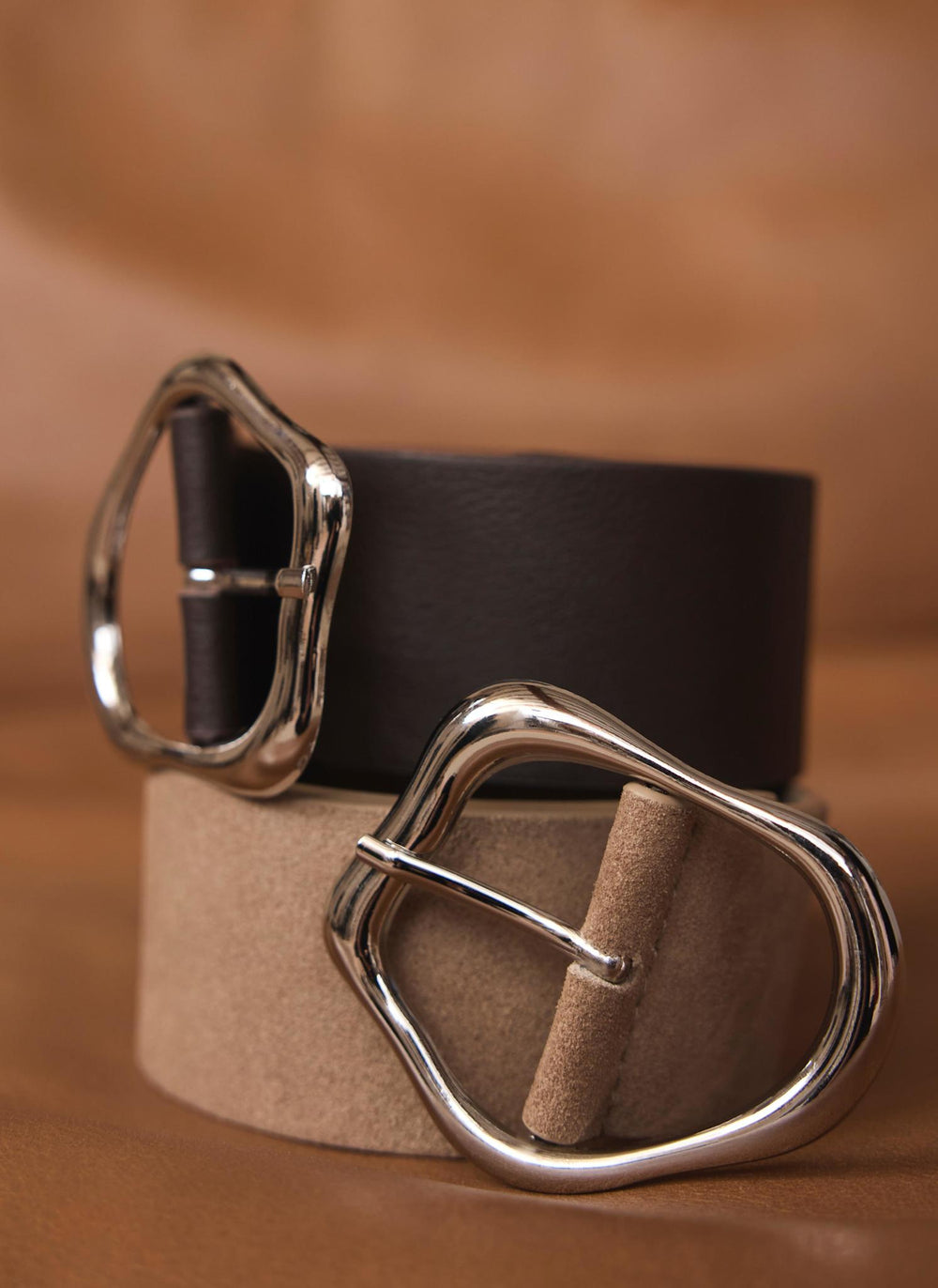 Neutral Suede Wide Belt