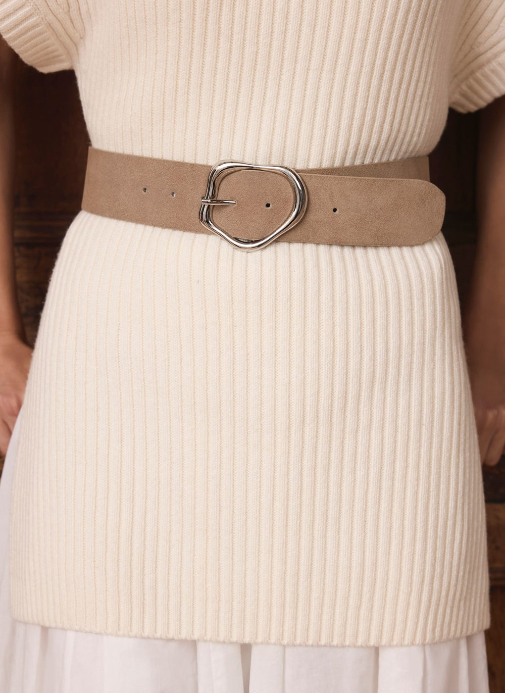 Neutral Suede Wide Belt