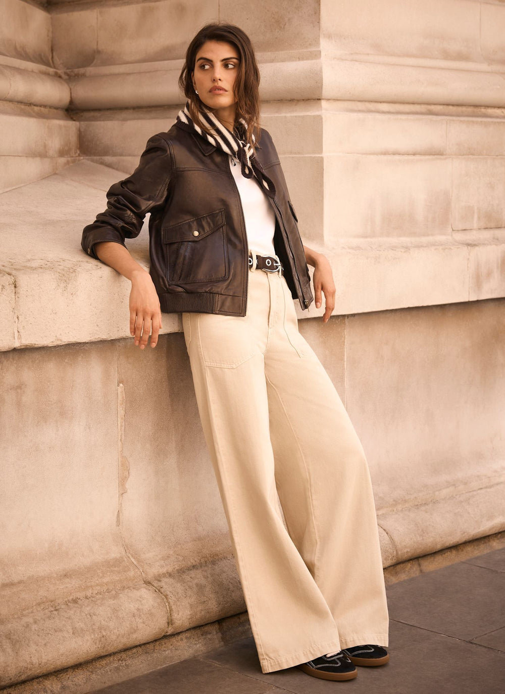 Neutral Utility Wide Jeans