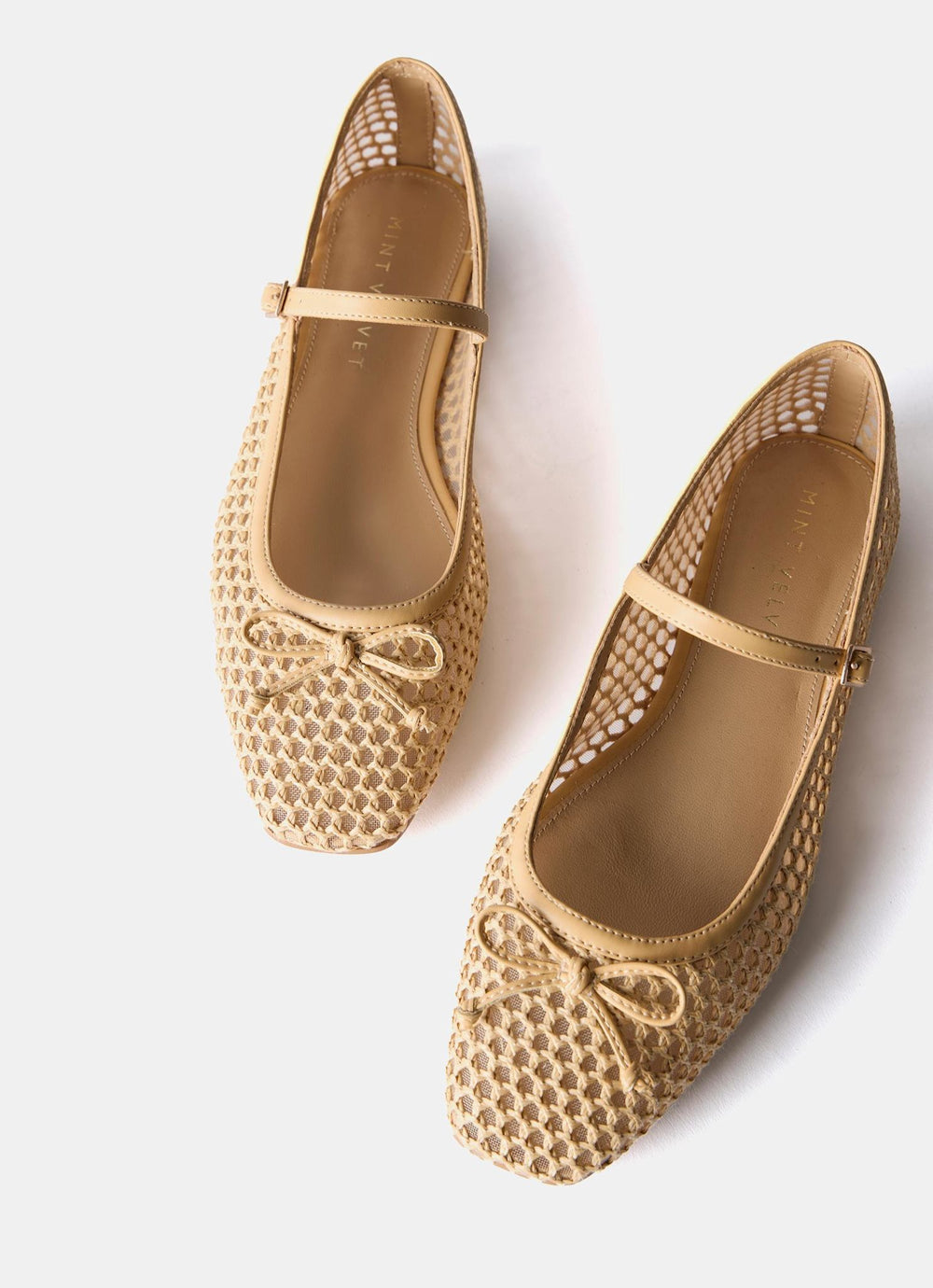 Sara Neutral Mesh Ballet Flat Shoes