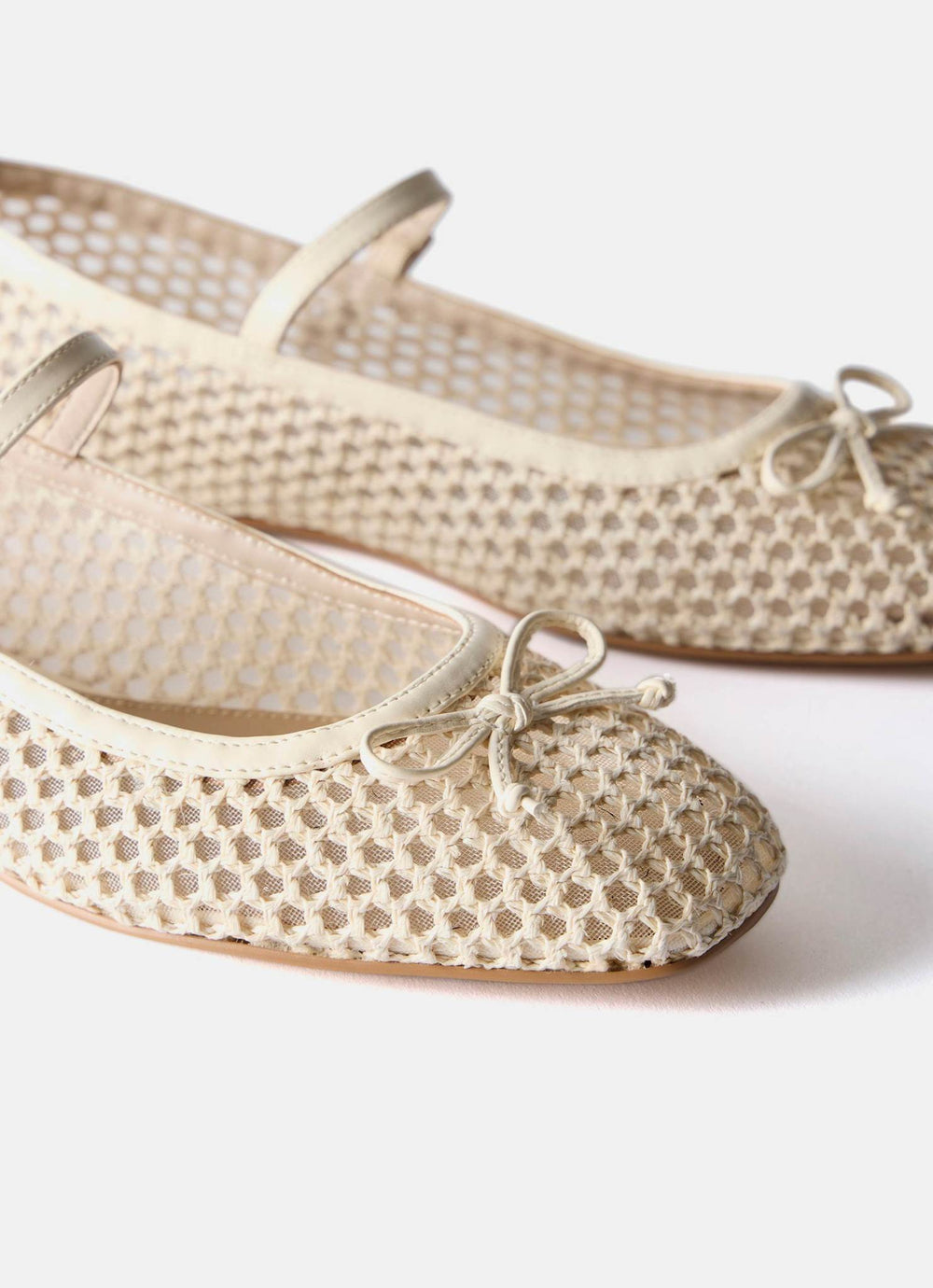 Sara White Mesh Ballet Flat Shoes