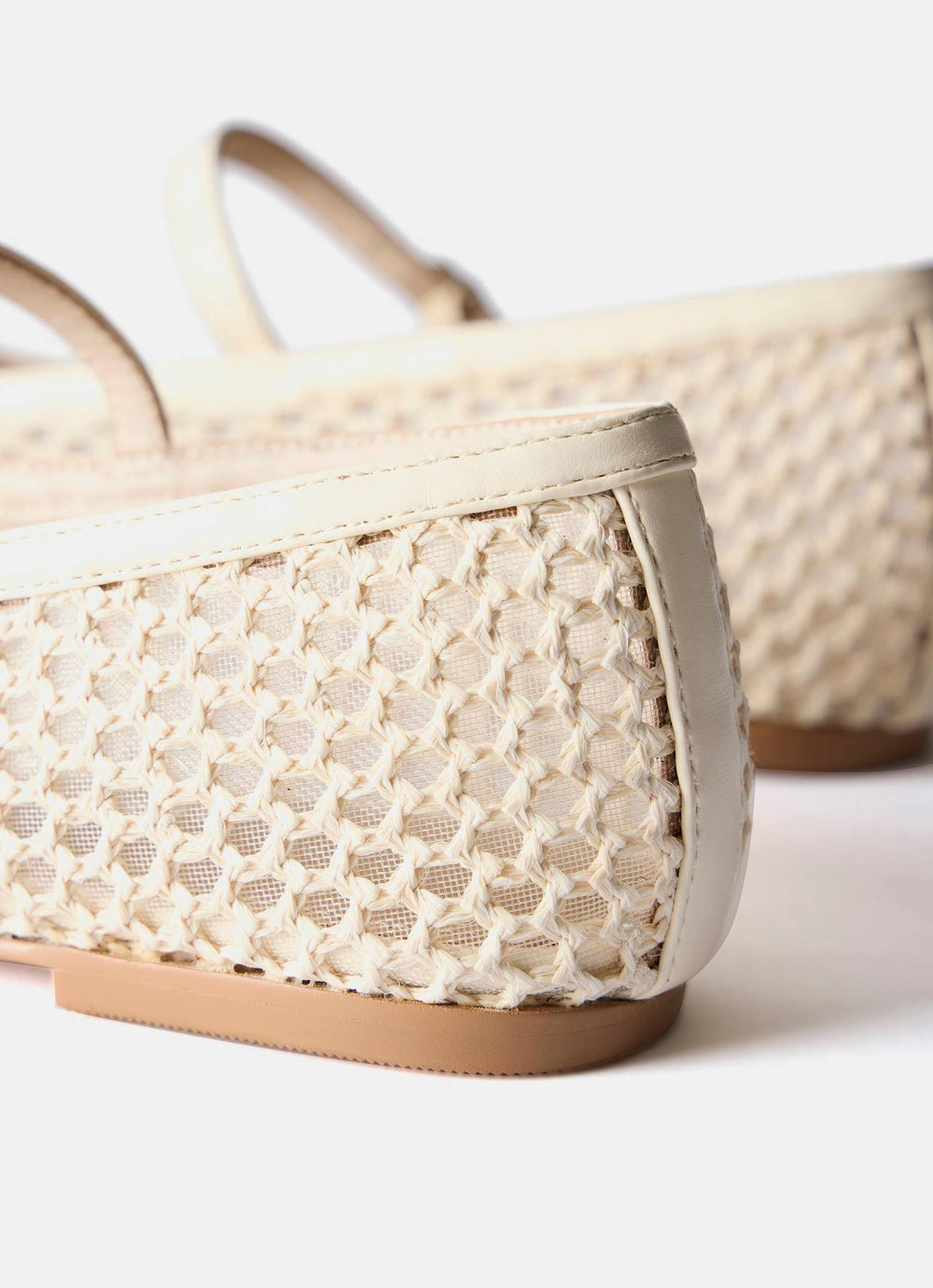 Sara White Mesh Ballet Flat Shoes