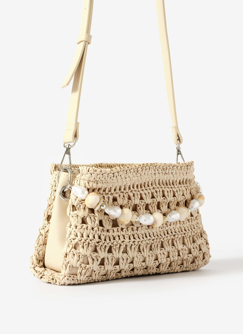 Sara Cream Woven Crossbody Bag