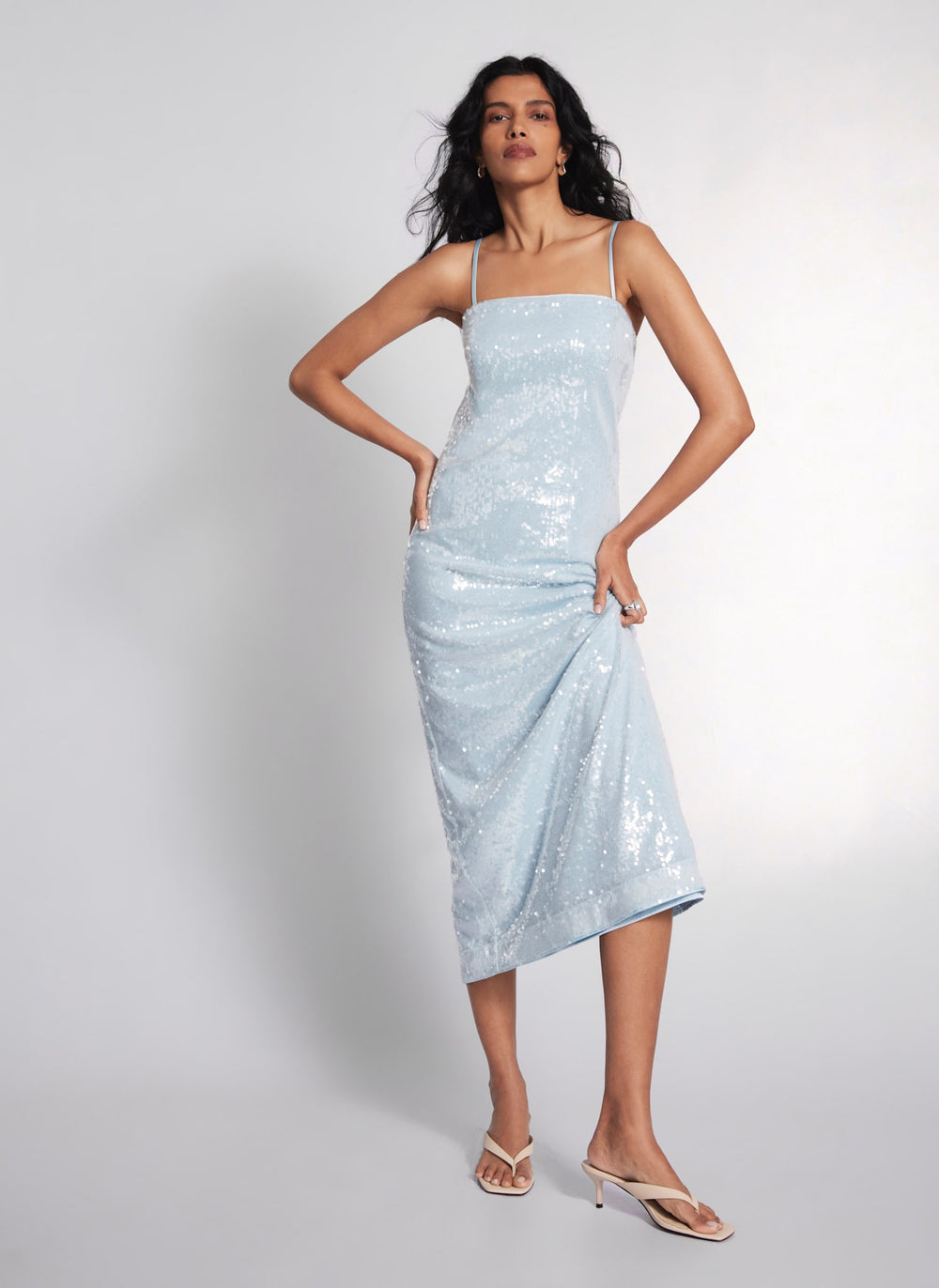 Blue Sequin Maxi Dress