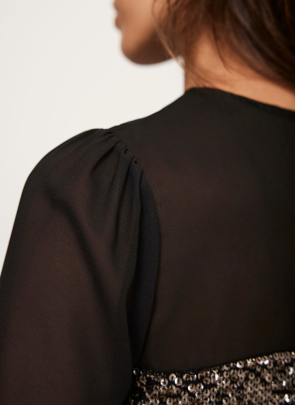 Black Sequin Panel Mini Dress