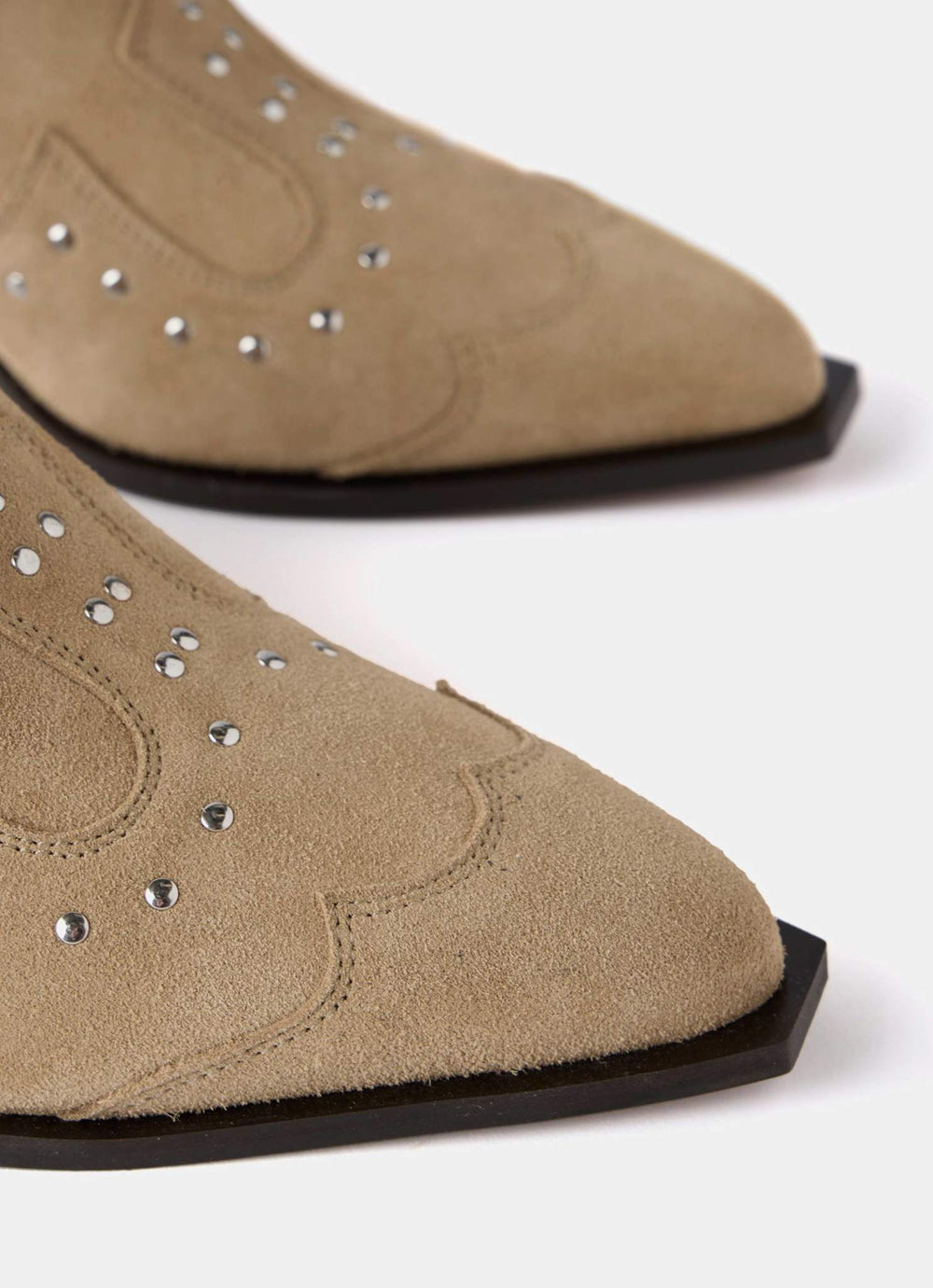 Serena Neutral Suede Western Mules