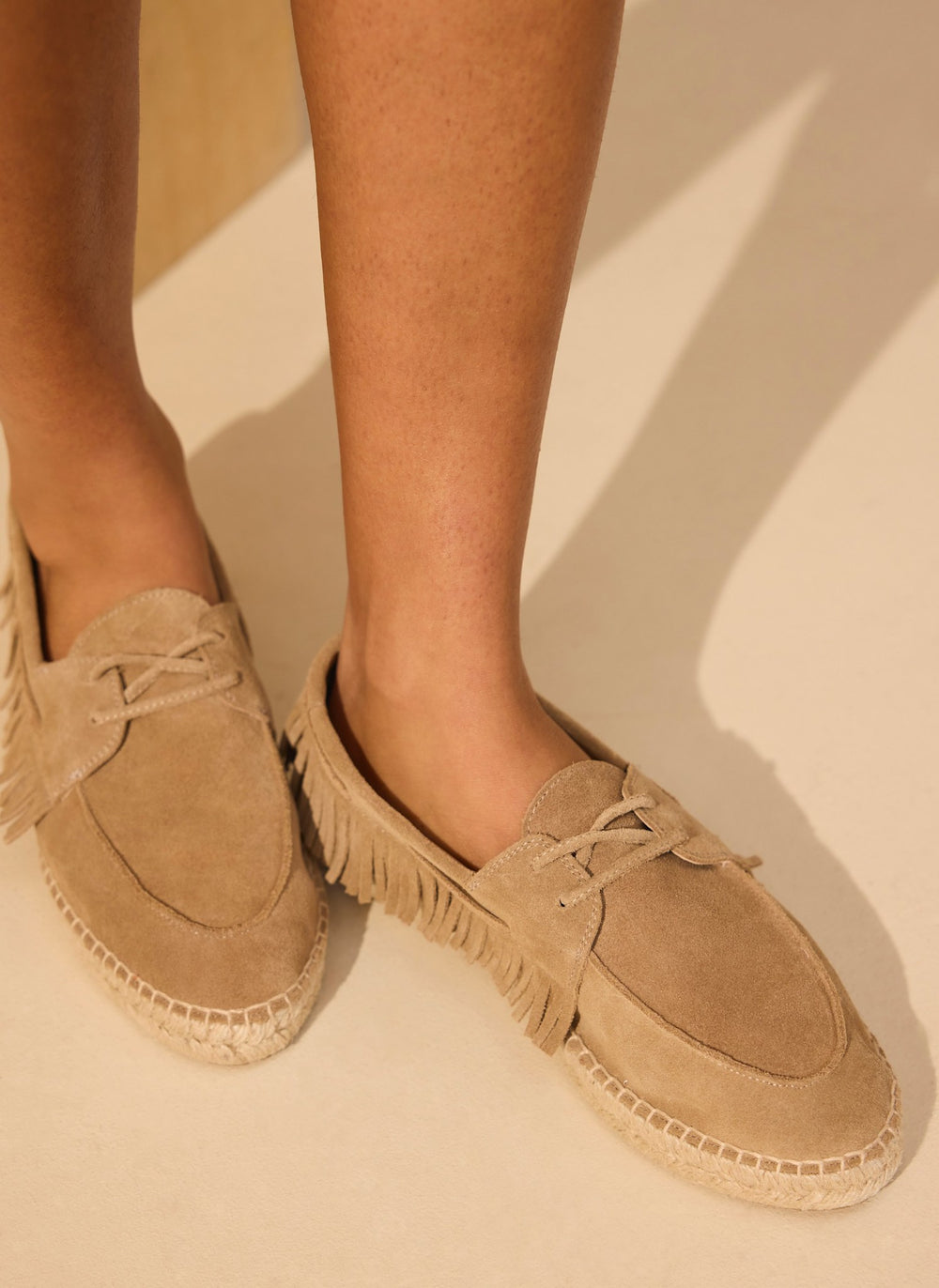 Shani Neutral Suede Espadrille Shoes