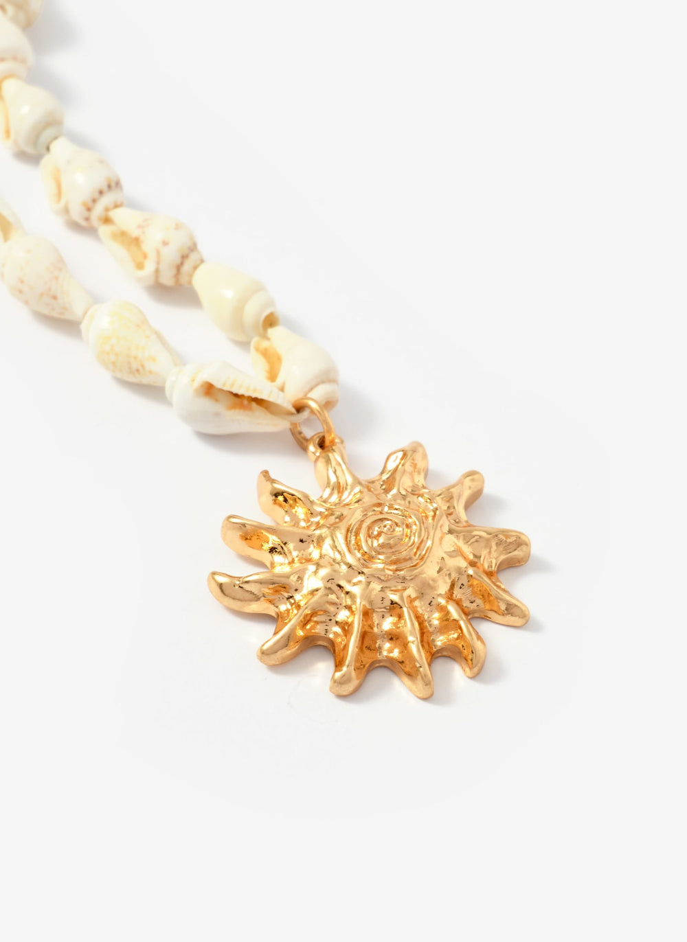 Shell Statement Sun Charm Necklace