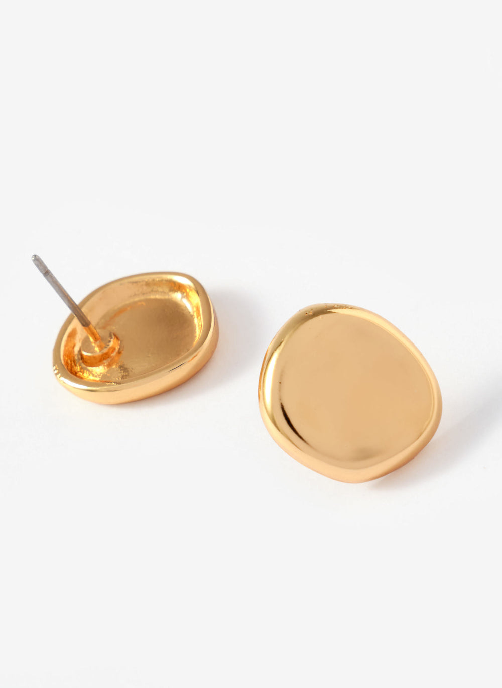Gold Tone Shiny Stud Earrings