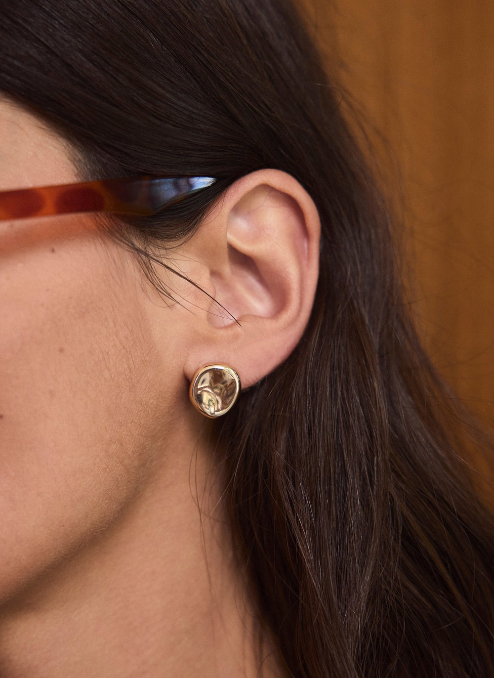 Gold Tone Shiny Stud Earrings