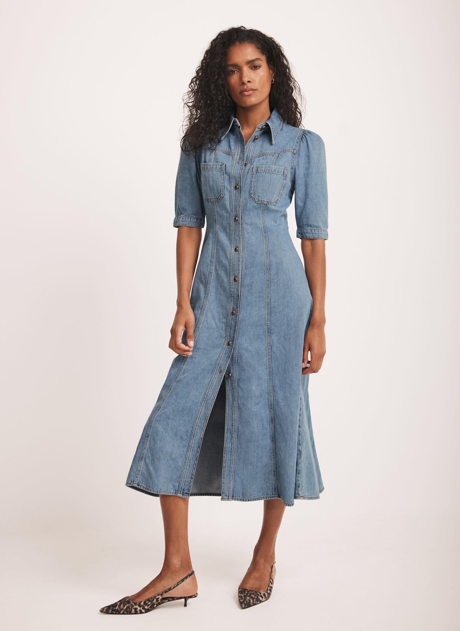 Blue Denim Midi Shirt Dress – Mint Velvet