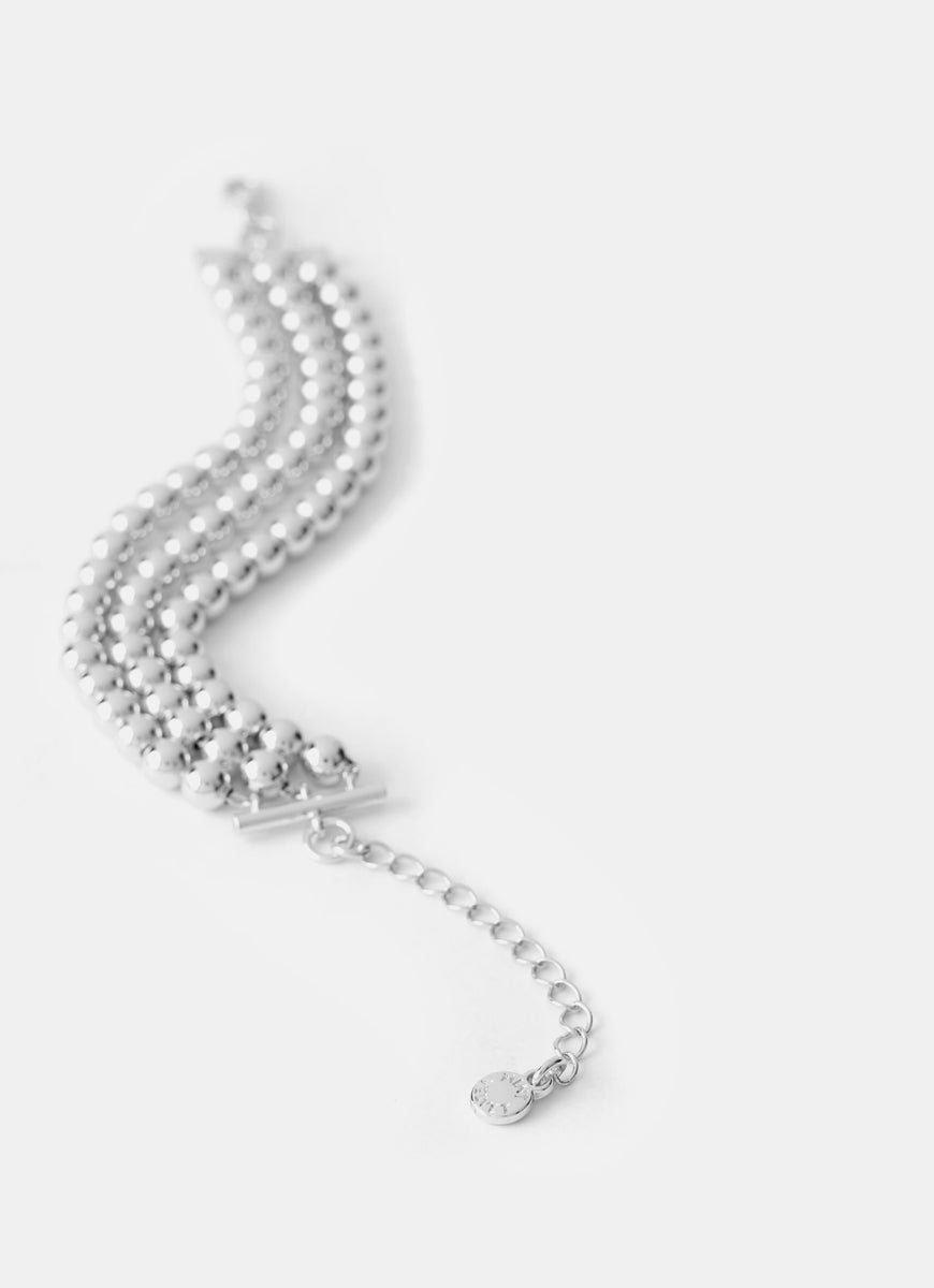 Silver Beaded Metal Bracelet Mint Velvet