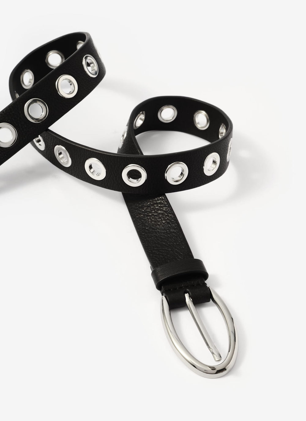 Black Leather Eyelet Belt