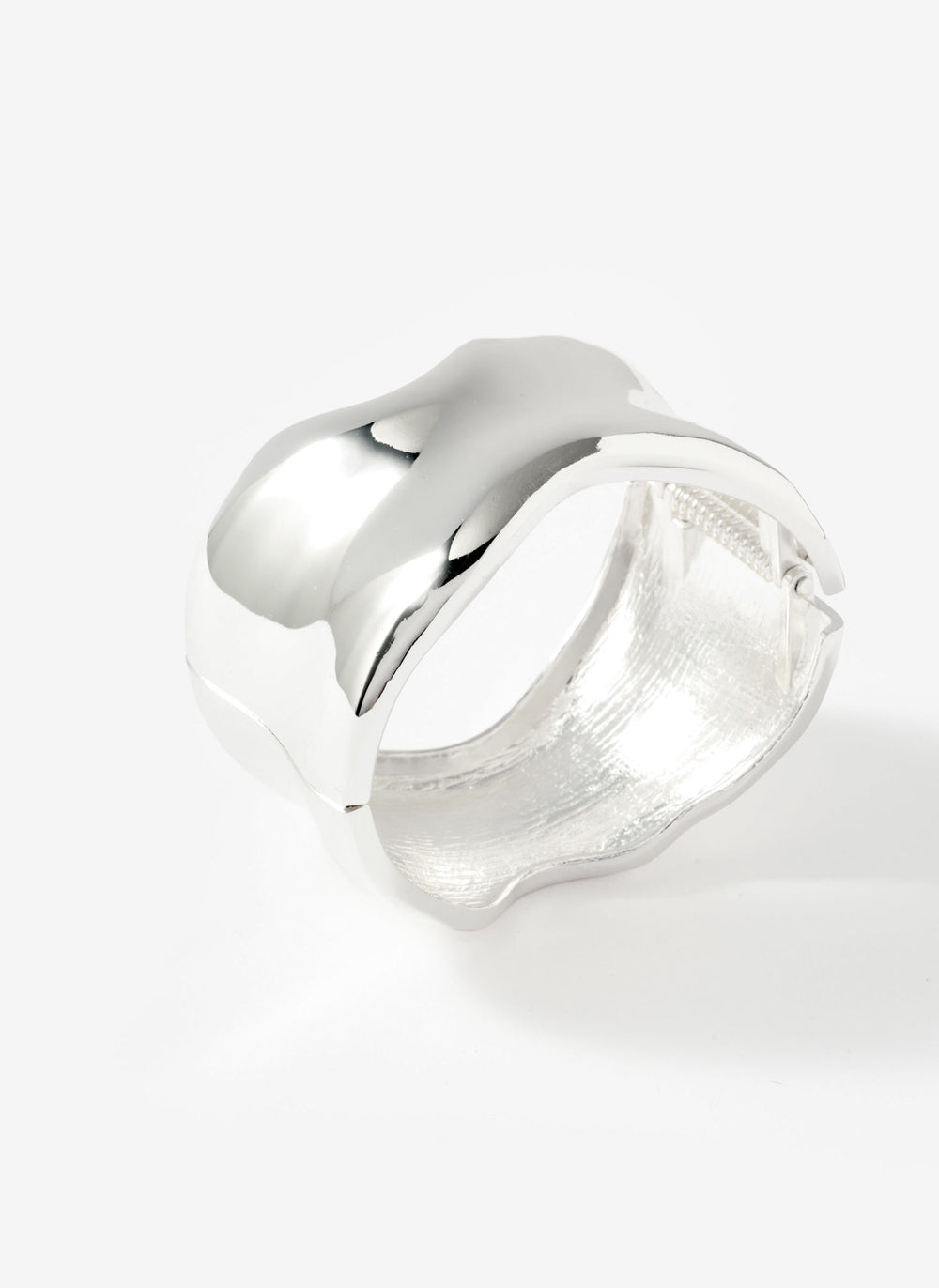 Silver Tone Clean Wave Bangle