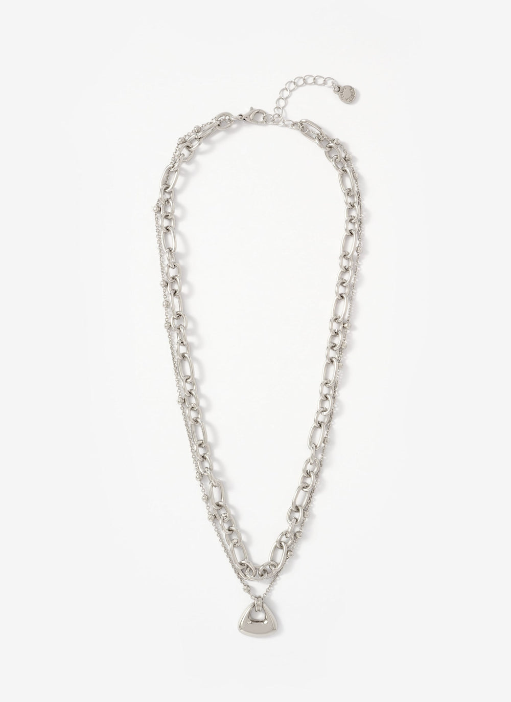 Silver Tone Double Layered Chain Necklace