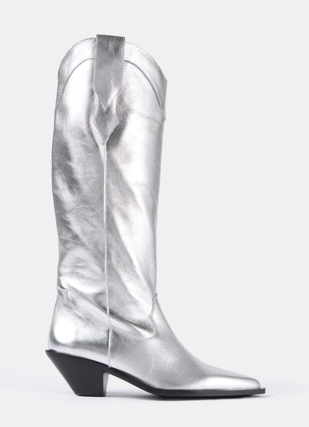 Silver Leather Cowboy Boots