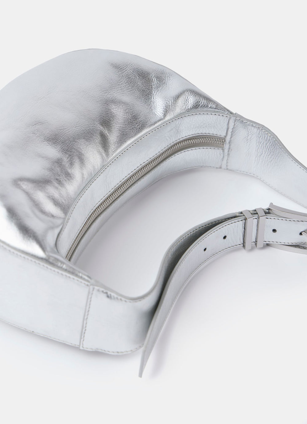 Frankie Silver Leather Sling Bag