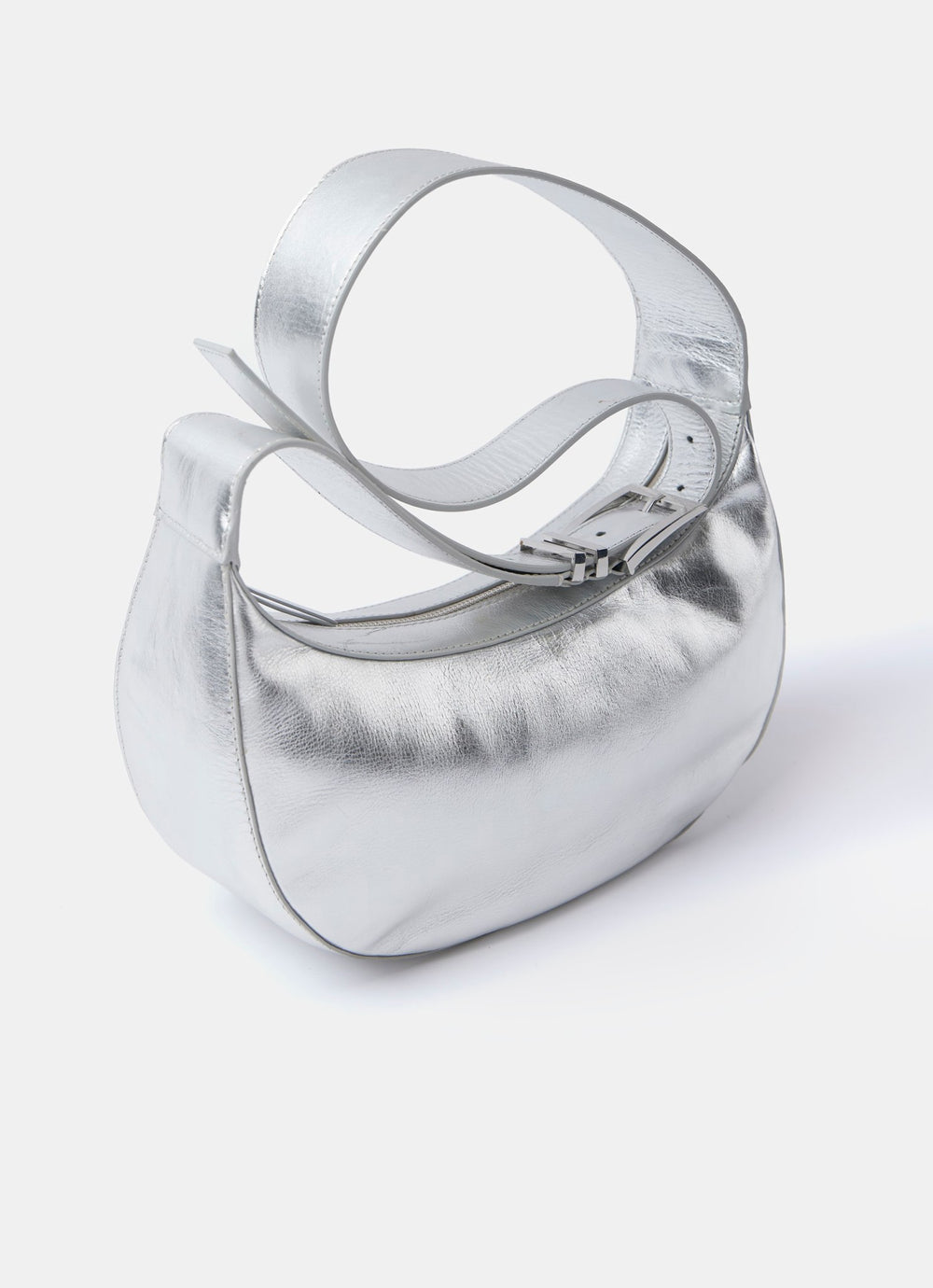 Frankie Silver Leather Sling Bag