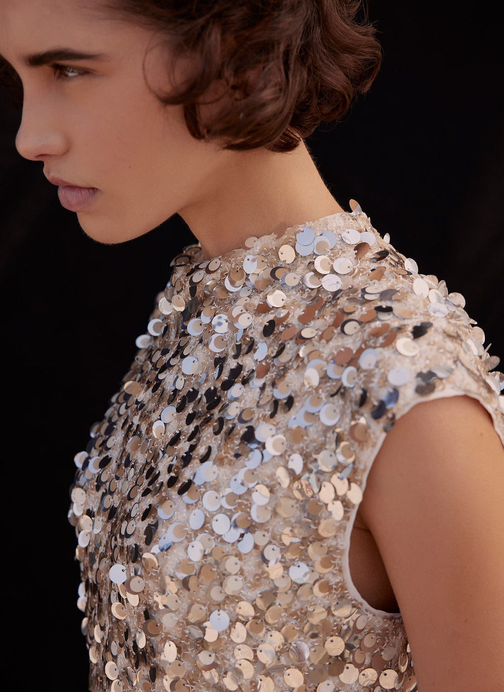 Silver Sequin Embellished Top