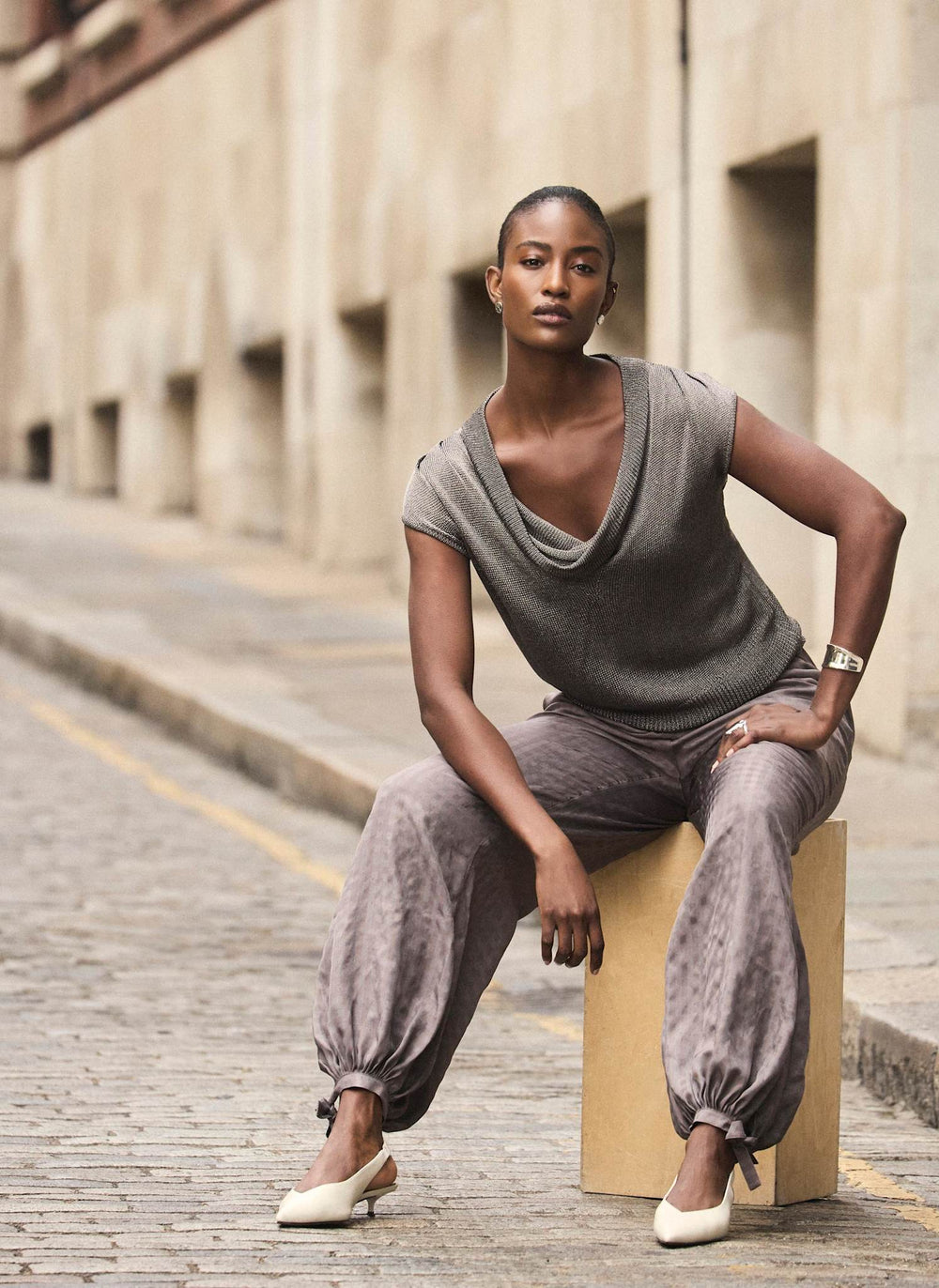 Silver Metallic Sleeveless Knit Top