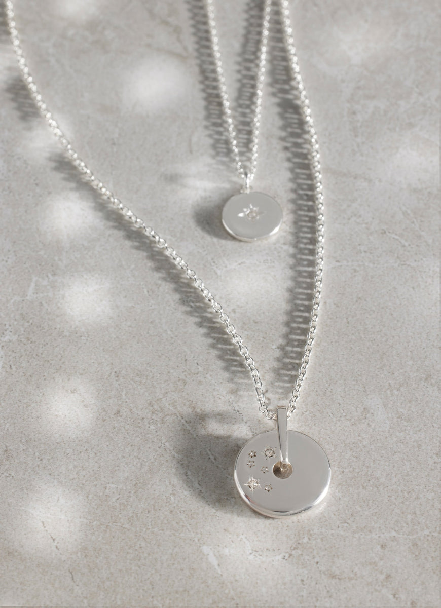 Silver Tone Disc Necklace Mint Velvet