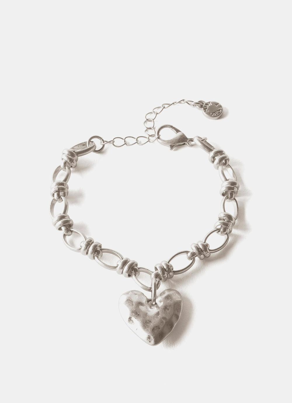 Silver Tone Heart Charm Bracelet