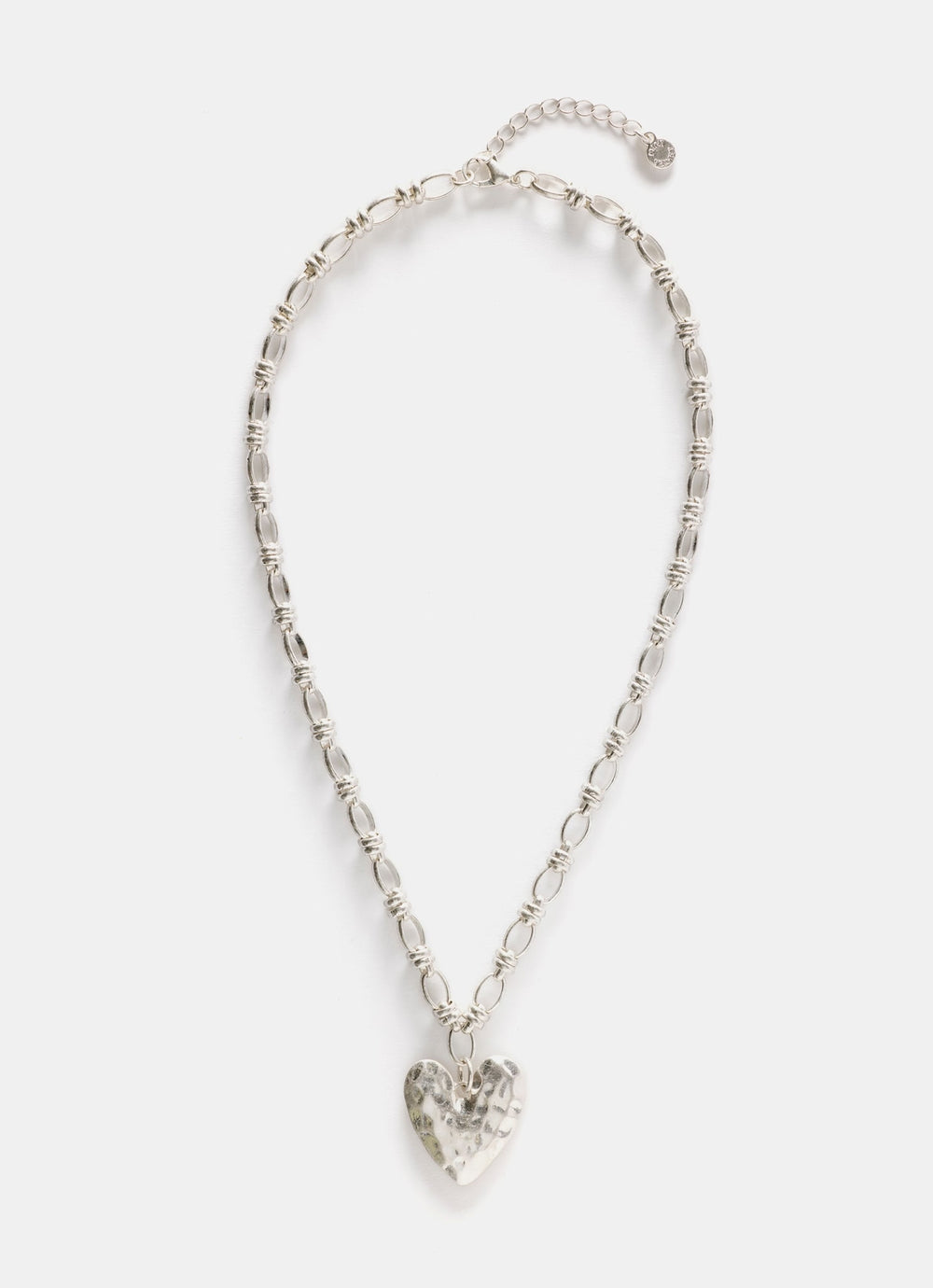 Silver Tone Heart Chain Necklace
