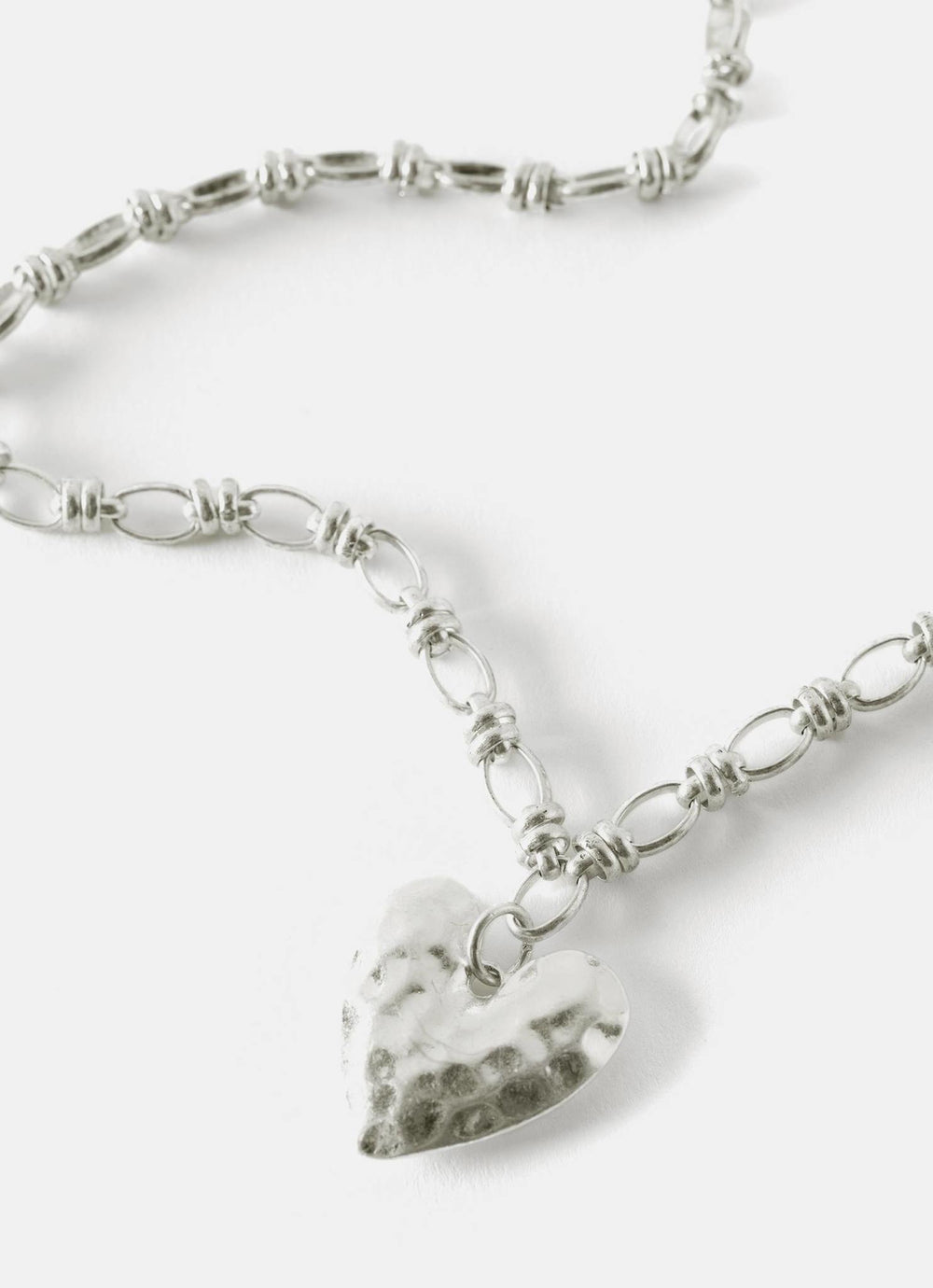 Silver Tone Heart Chain Necklace