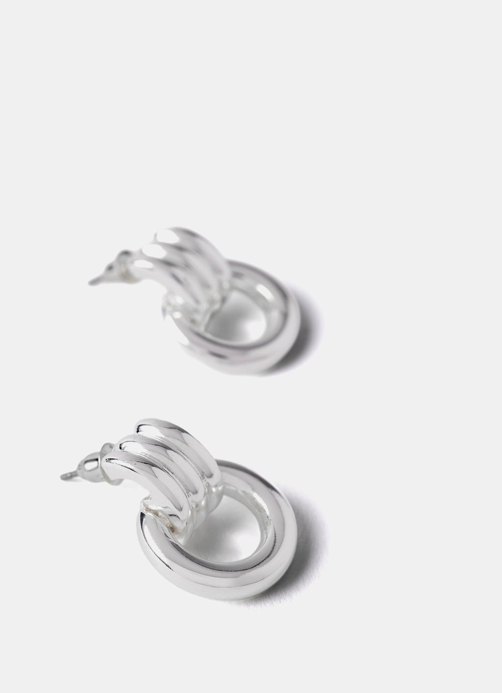Silver Tone Link Hoop Earrings