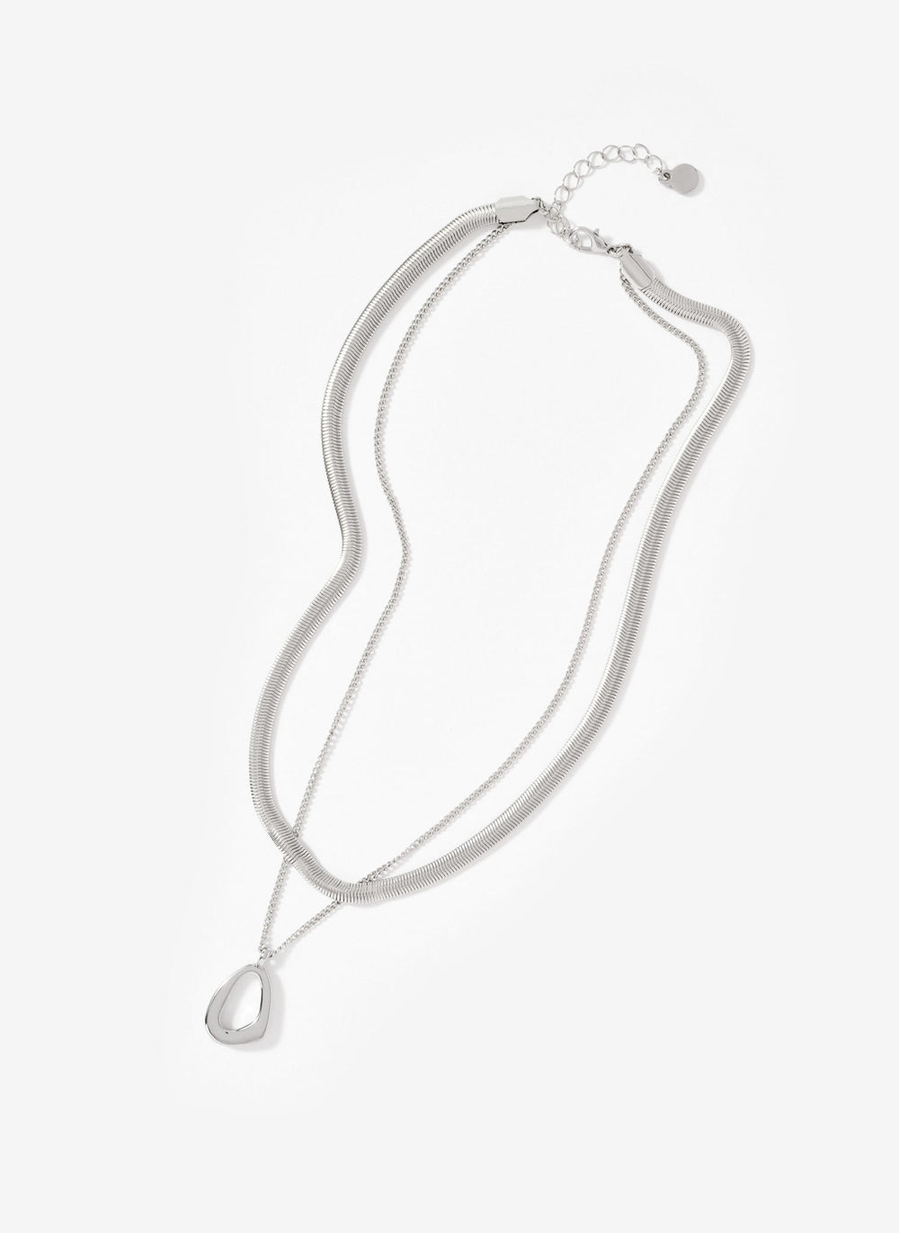 Silver Tone Sculpted Layer Necklace